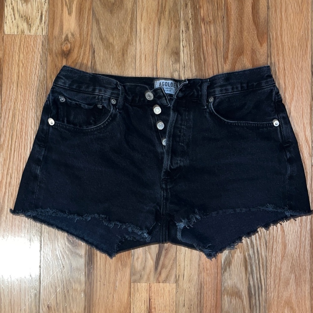 AGOLDE Distressed Denim Short Black Buttonfly size 28